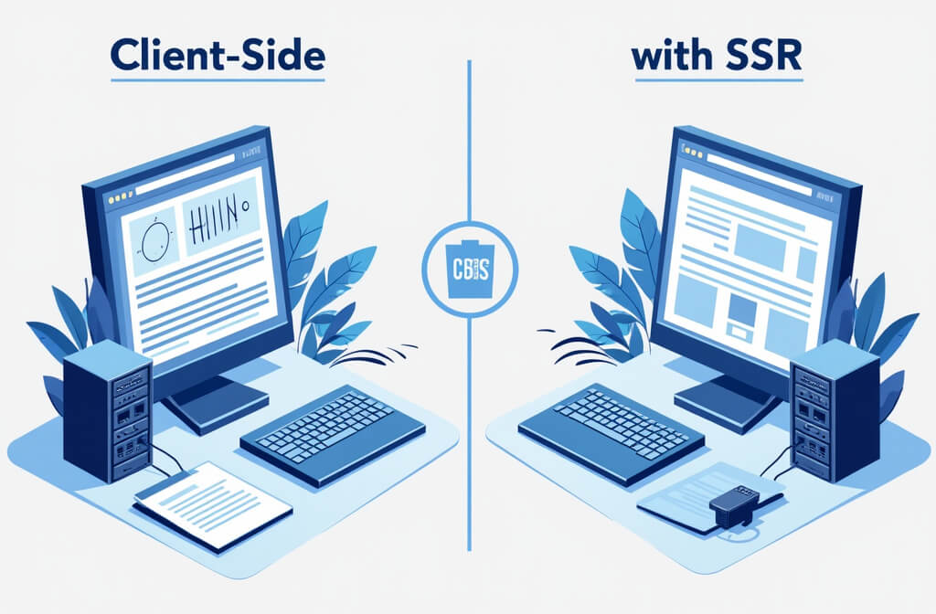 A diagram showing How Server-Side Rendering (SSR) Enhances Web Performance and SEO